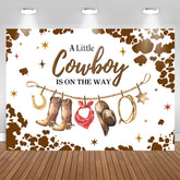 Aperturee - A Cowboy Is On The Way Cute Baby Shower Backdrop